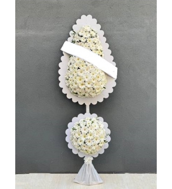 2'li Beyaz Gerbera Açılış ve Düğün Çelenk